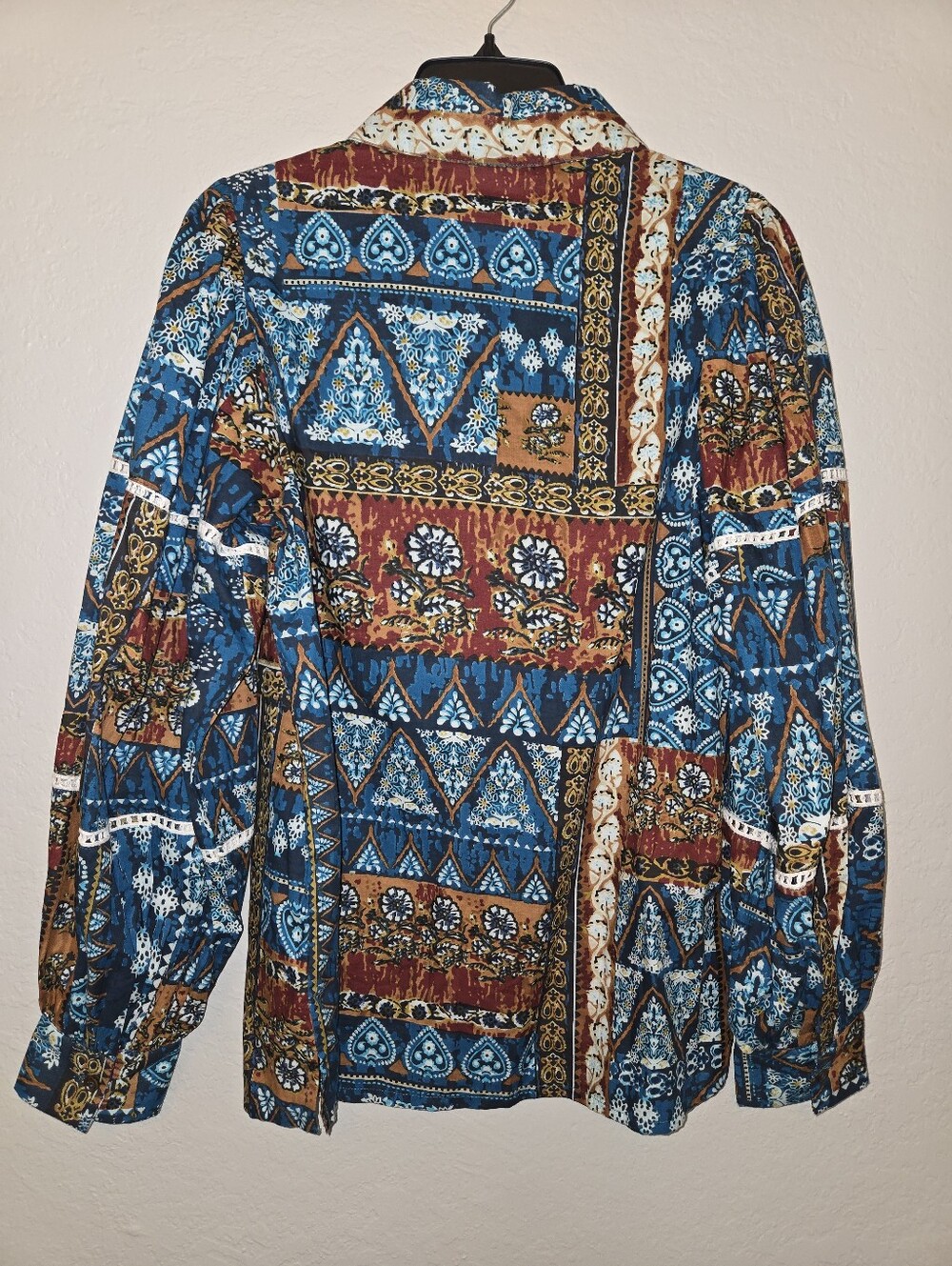 Talisman Castella Patchwork Print Cotton Button-Up Shirt, Size XS - Picture 4 of 4